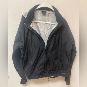 REI Men’s Black Rain Jacket/Windbreaker With DetachableHood (XL)